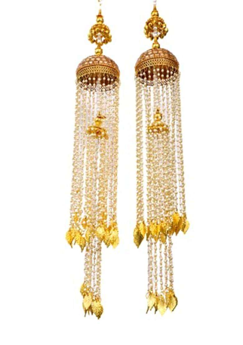MB Collections Beautiful Traditional Punjabi Golden Handmade Pearl Work Kalira Kaleera Kalera Kalira Bridal - Indya