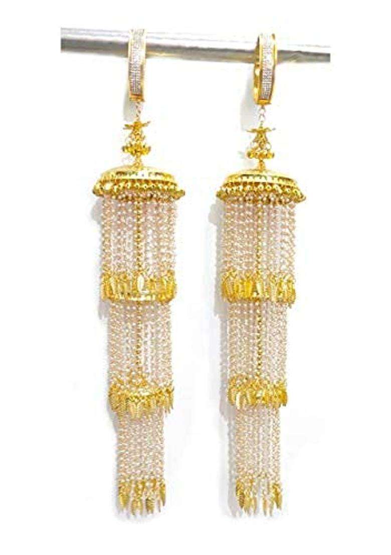 White RKM Collections Metal Brass and Pearl Kalire for Women - Indya