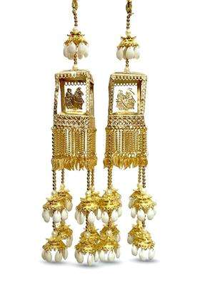 R K M Collections Brass Bridal Kalire for Girls Gold and Off White