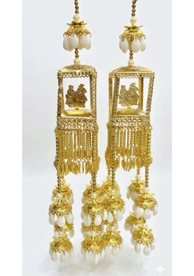 R K M Collections Brass Bridal Kalire for Girls Gold and Off White - Indya