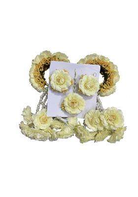 Artificial Floral Kalire for Women and Brides Pink Flower Bridal Kalire with Pearl and Beads Hanging