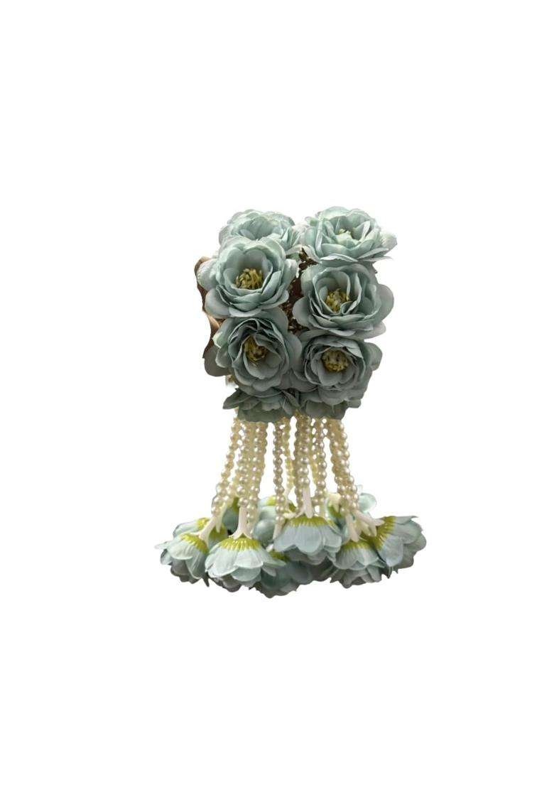 Blue Artificial Floral Kalire for Women and Brides Flower Bridal Kalire with Pearl and Beads Hanging - Indya
