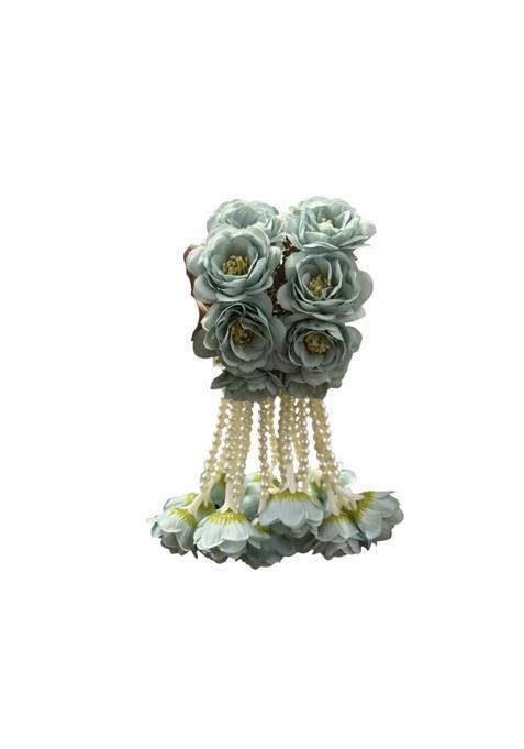 Blue Artificial Floral Kalire for Women and Brides Flower Bridal Kalire with Pearl and Beads Hanging