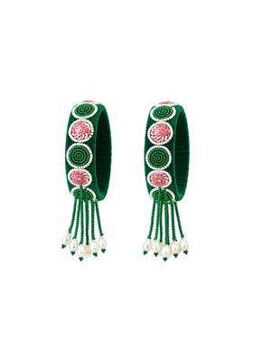 Venus Bangle Handcrafted Bead Work Latkan Bangles for Women Multi Color Sequin Embroidered Kaleera Style Kadas