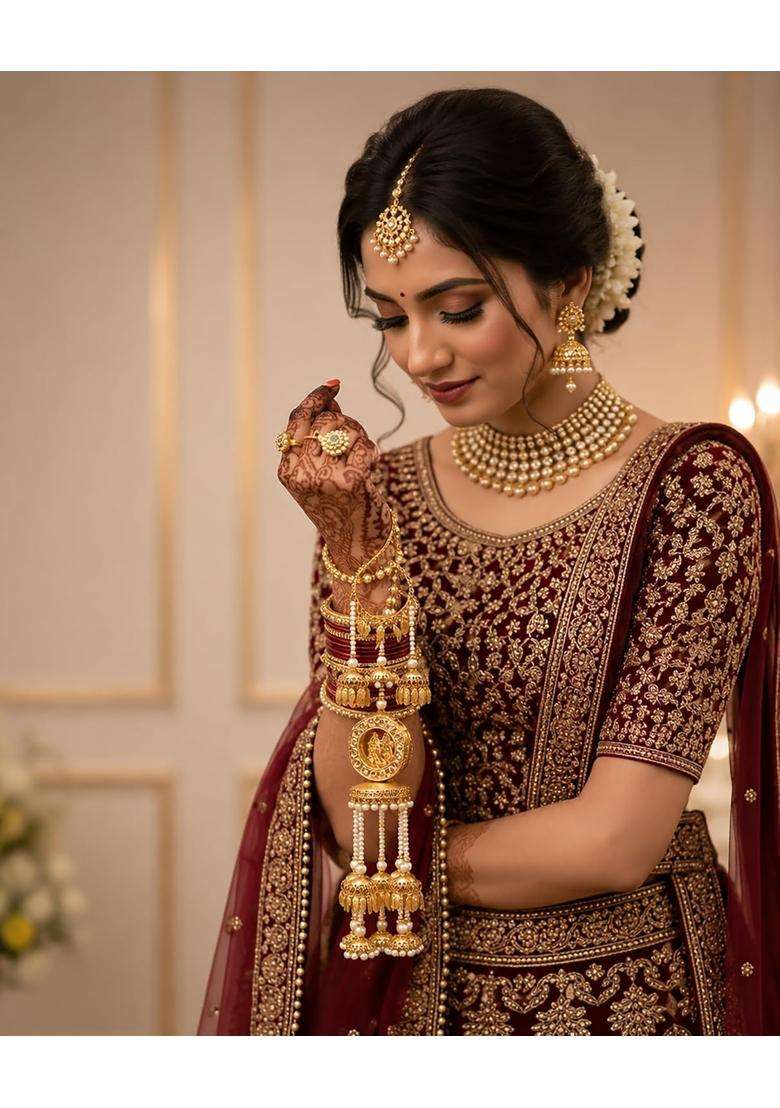 Kalireah Jewels Golden Bridal Kalira Set for Women Traditional Brass Wedding Kalire Pack of 4 - Indya