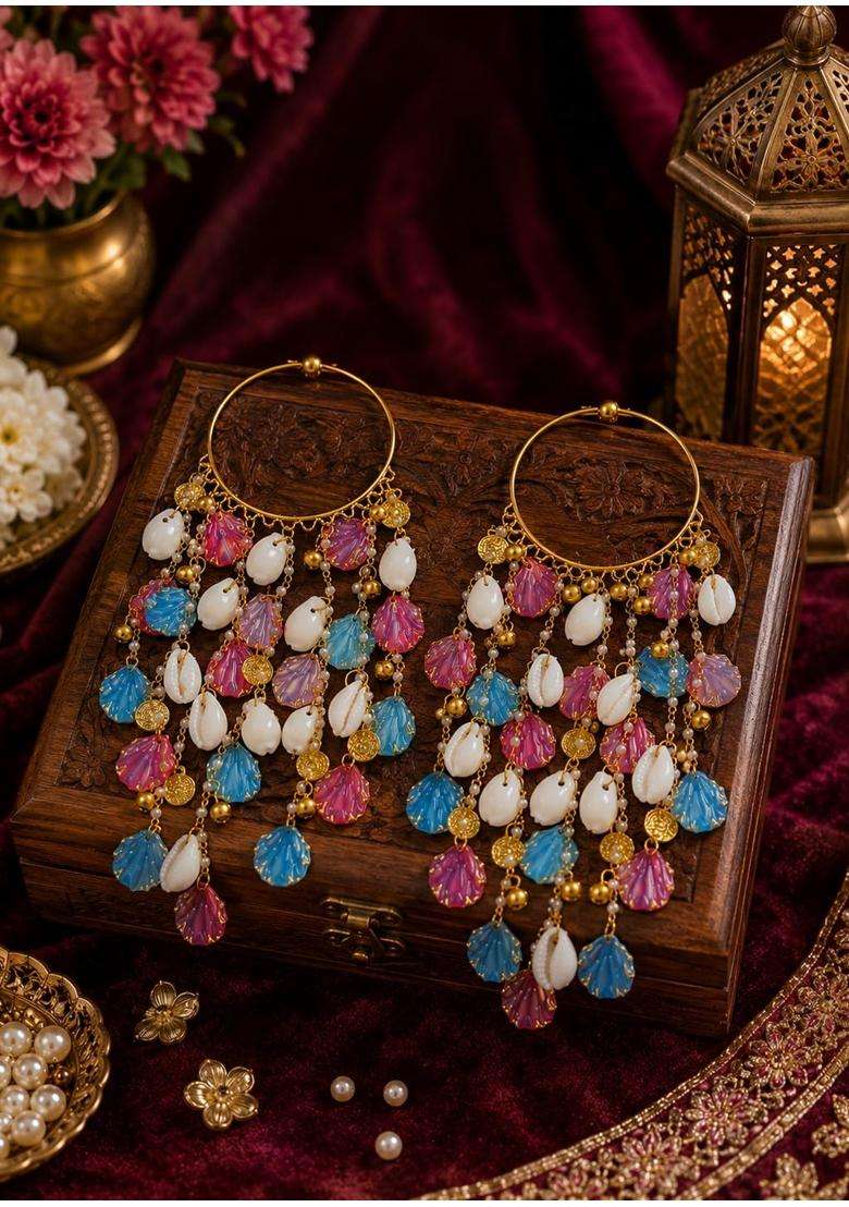Advika Creations Blue Pink Acrylic Shell Charm Kaleera - Indya