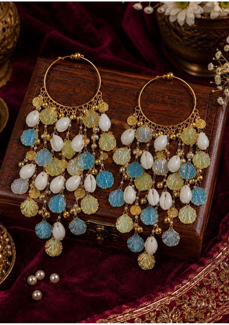 Advika Creations Blue Green Acrylic Shell Charm Kaleera - Indya