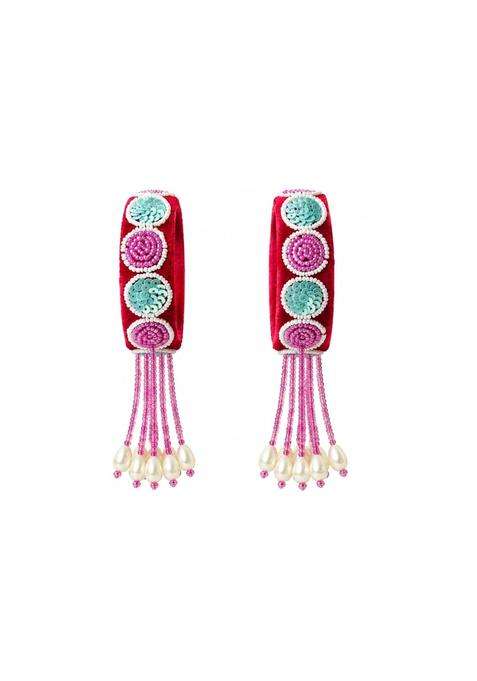 Venus Bangle Handcrafted Bead Work Latkan Bangles for Women Multi Color Sequin Embroidered Kaleera Style Kadas
