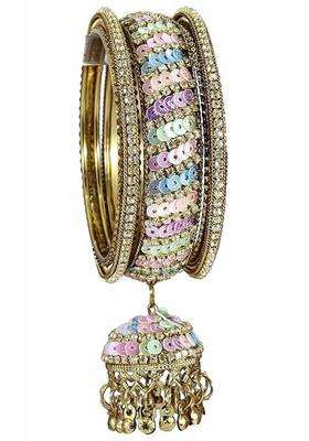 Bangleskart Metal Zircon Stone and Colorful Beads Latkan Bangles Set for Women and Girls Kaleere Set of 6