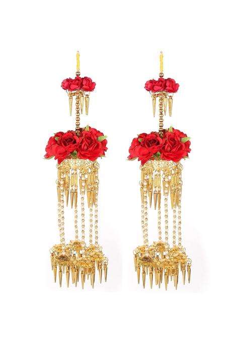 Eyesphilic Red Flower with Gold Plated Bridal Kalire for Women and Girls