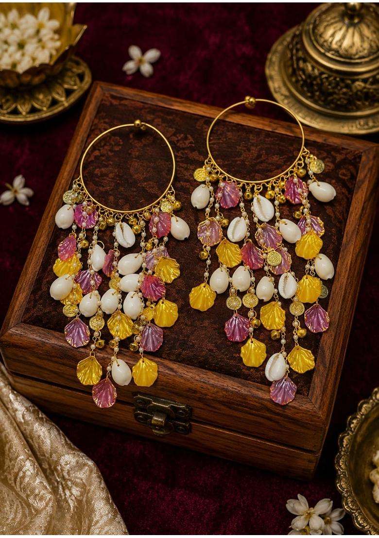Advika Creations Yellow Pink Acrylic Shell Charm Kaleera - Indya