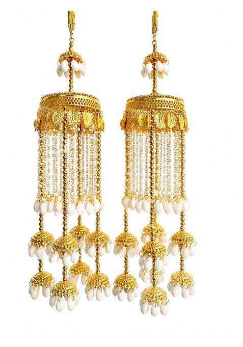 R K M Collections Fancy Bridal Kalire with Kaudi Shells Gold Tone
