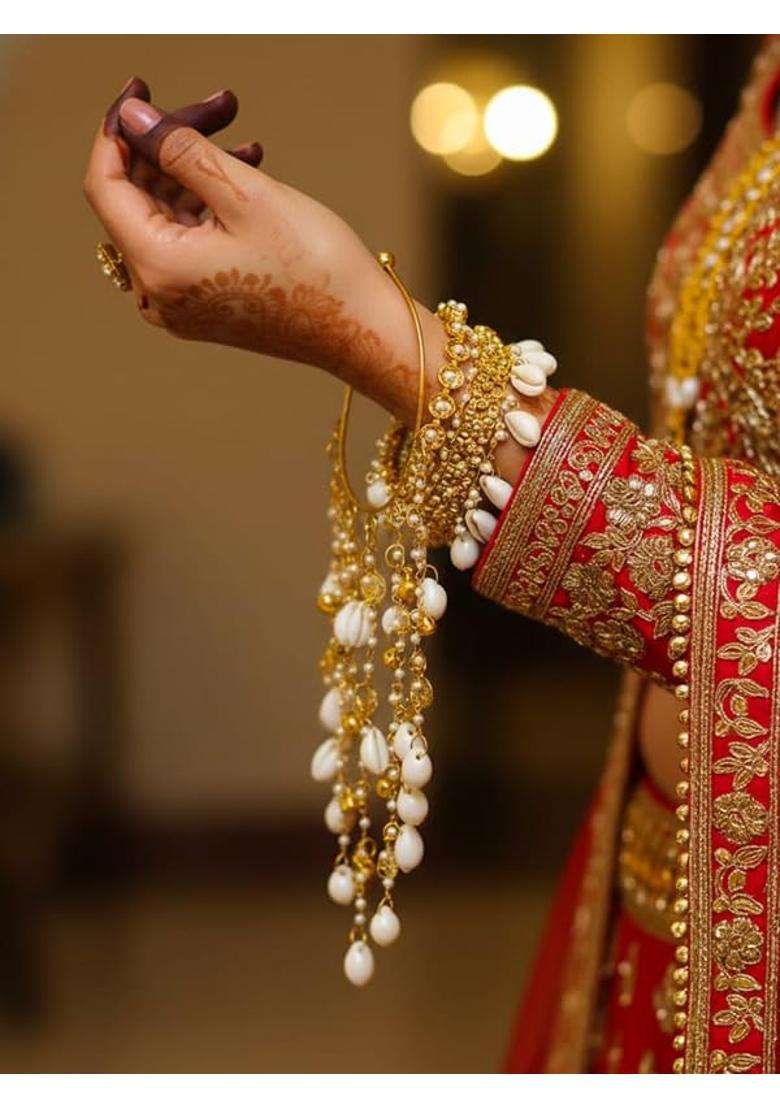 Advika Creations Golden Coin Kaleera in Golden Finish with Kaudi Traditional Bridal Charms - Indya