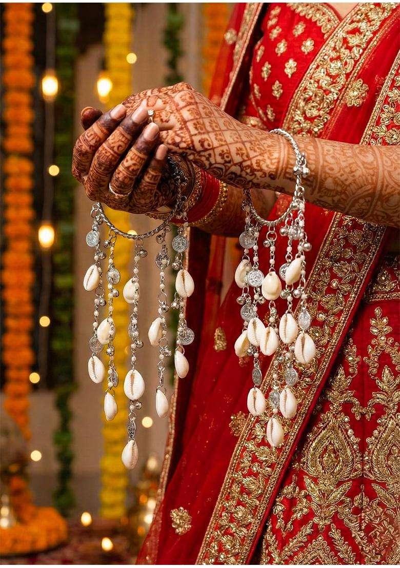 Advika Creations Silver Coin Kaleera with Kaudi Traditional Bridal Charms Indian Wedding Jewelry - Indya