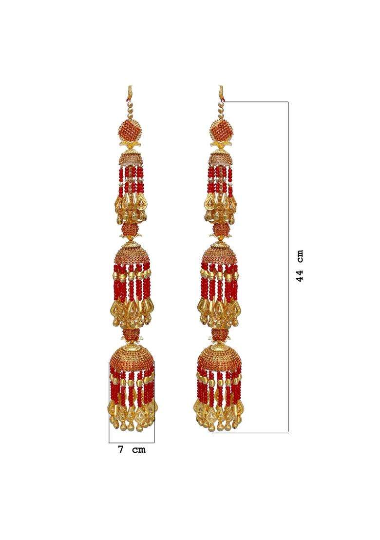Lucky Jewellery Traditional Golden Red Color Gold Plated Kalira Kaleeray for Womens and Girls - Indya