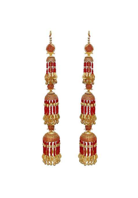 Lucky Jewellery Traditional Golden Red Color Gold Plated Kalira Kaleeray for Womens and Girls