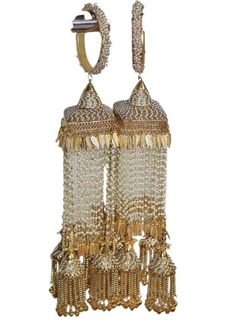 Kalere Pair Kalere Kalire Bridal Hand Hanging Kalere for Brides Women and Girls White Golden - Indya