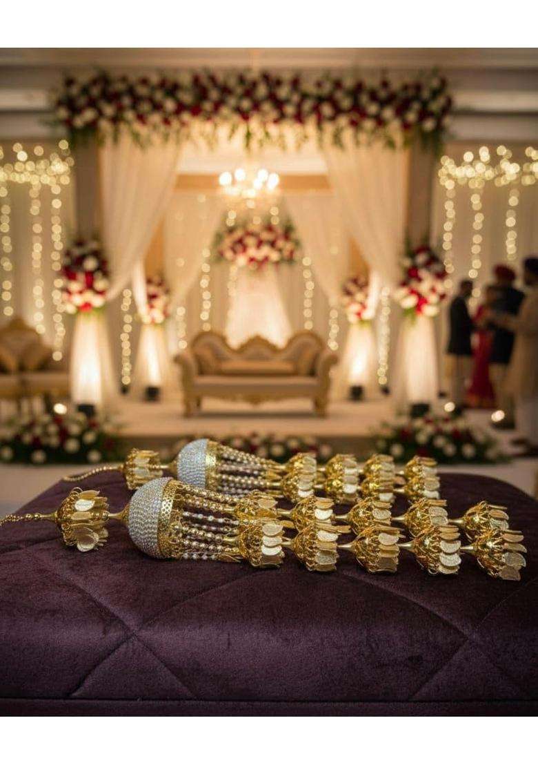 Traditional Golden Kalire with Pearl Embellishments Bridal Wedding Jewelry - Indya