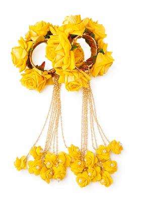 Realtrend Premium Fower Jewellery Kalire Adjustable Jewellery for Haldi Baby Shower Mehndi