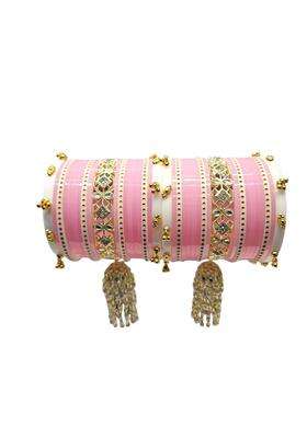 AMS Creations Royal Maroon Bridal Chura Set for Women Designer Wedding Chooda with Kundan Stone Bangles
