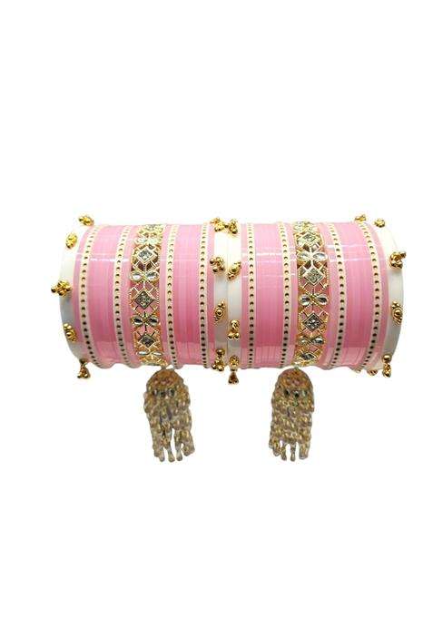 AMS Creations Royal Maroon Bridal Chura Set for Women Designer Wedding Chooda with Kundan Stone Bangles
