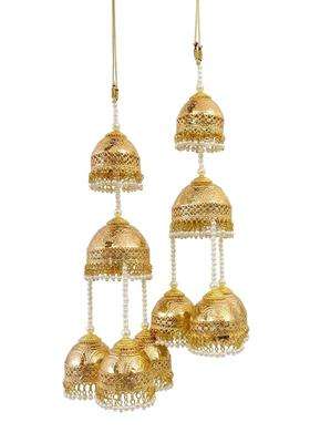 R K M Collections Fancy Bridal Kalire with Pearl Drops Gold Jhumka Style