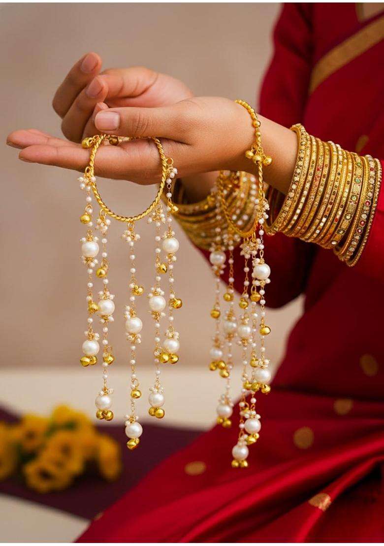 Advika Creations Pearl and Ghungroo Kaleera in Golden Finish with Traditional Bridal Charms - Indya
