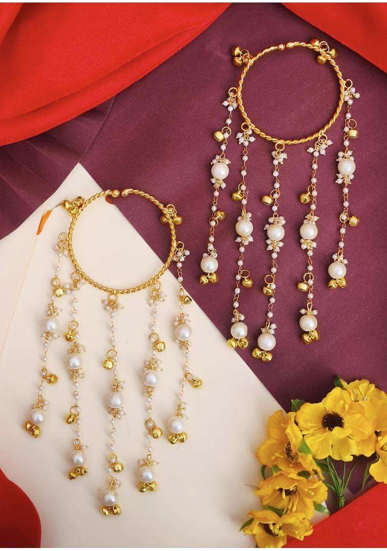 Advika Creations Pearl and Ghungroo Kaleera in Golden Finish with Traditional Bridal Charms - Indya