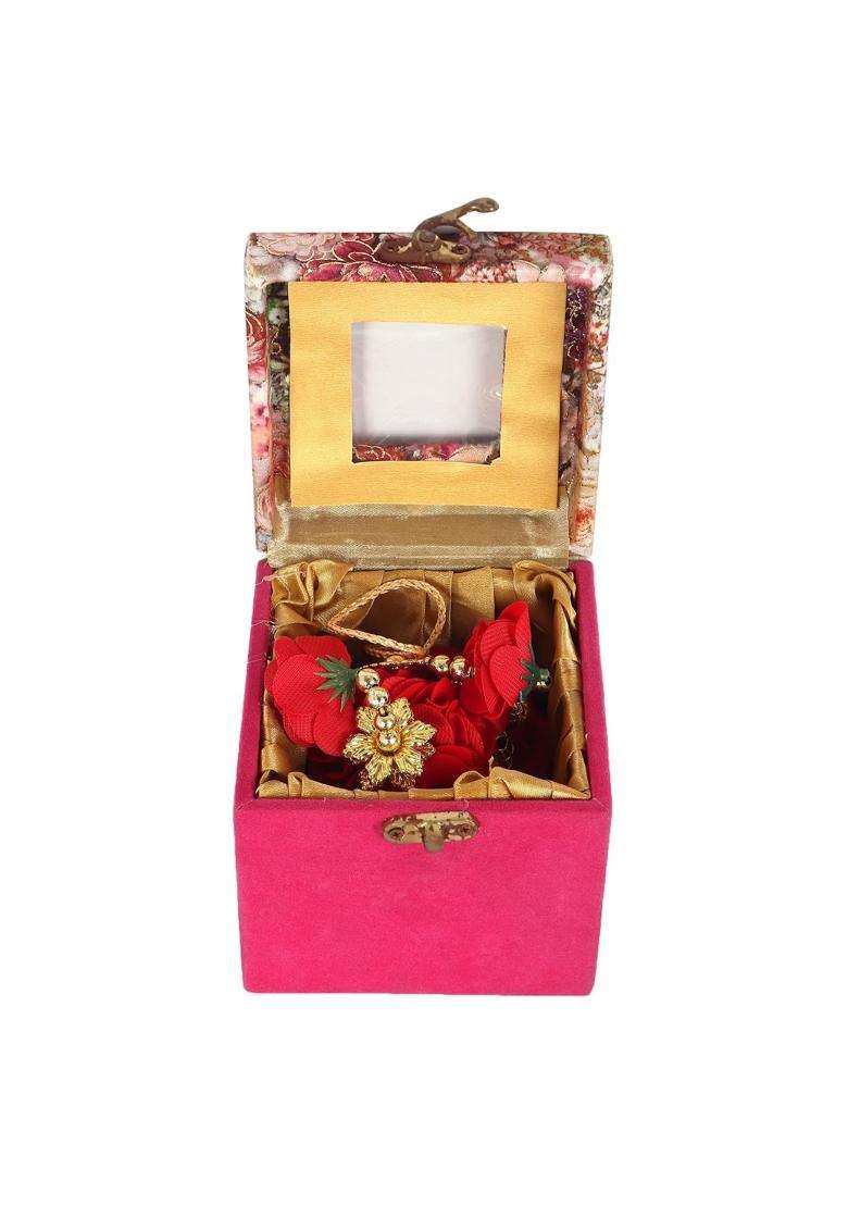 Eyesphilic Red Flower with Gold Anklets Bells Bridal Kalire for Women and Girls - Indya