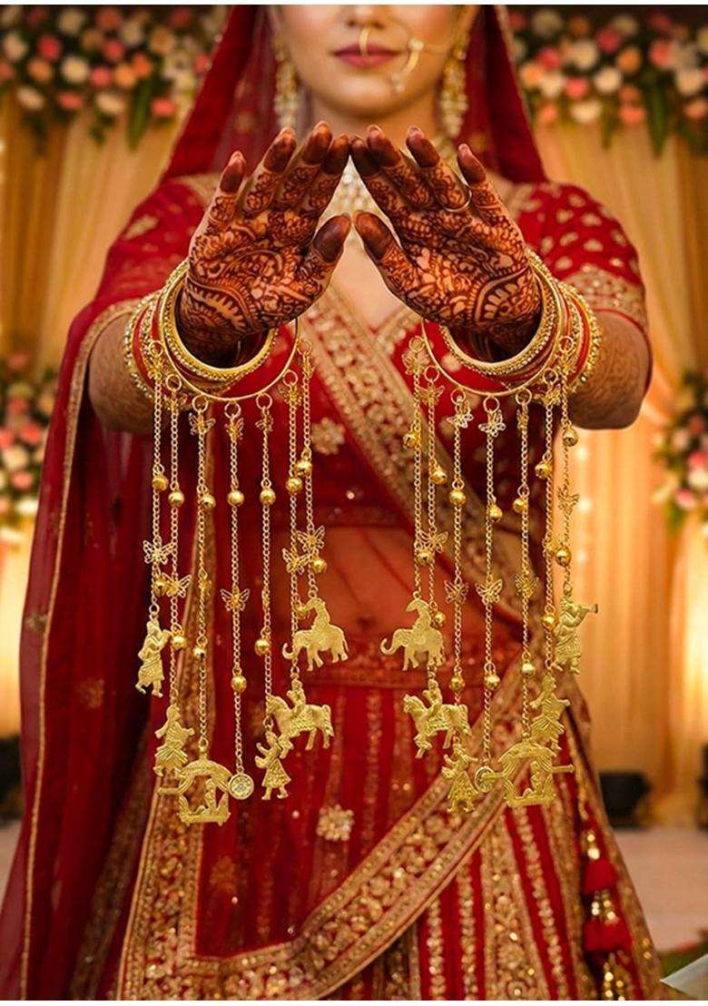 Advika Creations Doli Barati Bridal Kaleera in Golden Finish with Ghunghroo Traditional Bridal Charms - Indya
