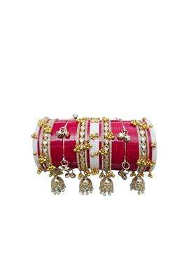 AMS Creations Bridal Chooda Set for Women Punjabi Chura with Kundan Bangles Ghungroo Latkan and Kalire Charms