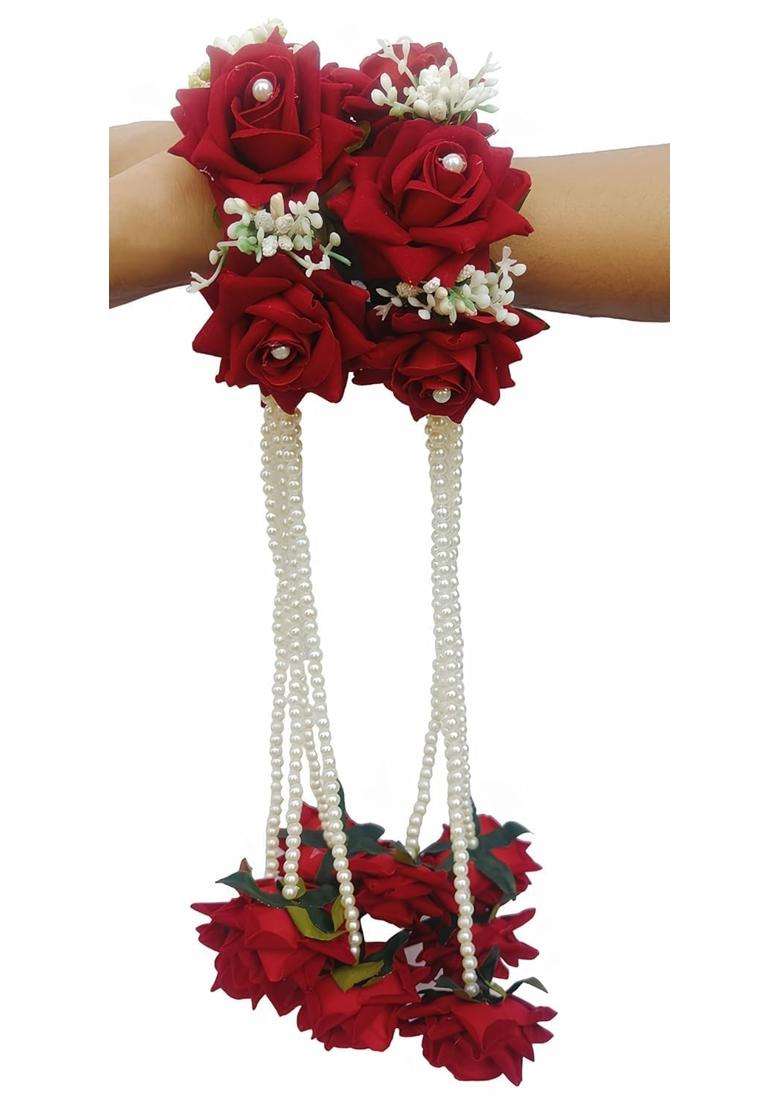 Realtrend Premium Flower Jewellery Adjustable Traditional Floral Jewellery Set for Haldi Mehndi Baby Shower - Indya