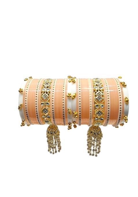 AMS Creations Royal Maroon Bridal Chura Set for Women Designer Wedding Chooda with Kundan Stone Bangles