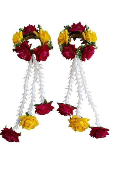 Realtrend Fower Jewellery Multicolor Flower Bracelets Set Kalire Jewellery for Haldi Baby Shower Mehndi