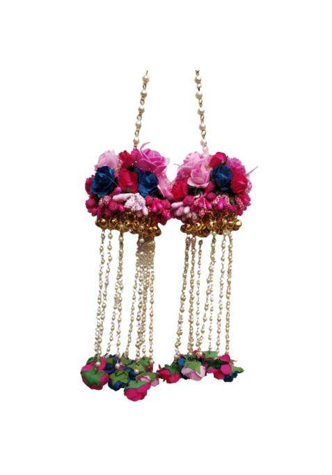 Real Trend Premium Flower Jewellery Set Multi Color Flower Bracelets Kalire Jewellery for Haldi Baby Shower