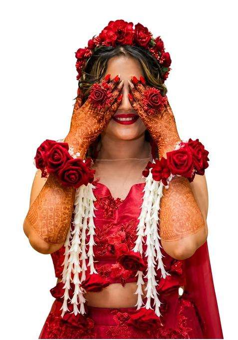 Real Trend Designs Realtrend Premium Fower Jewellery Mahroon Flower Bracelets Set Kalire