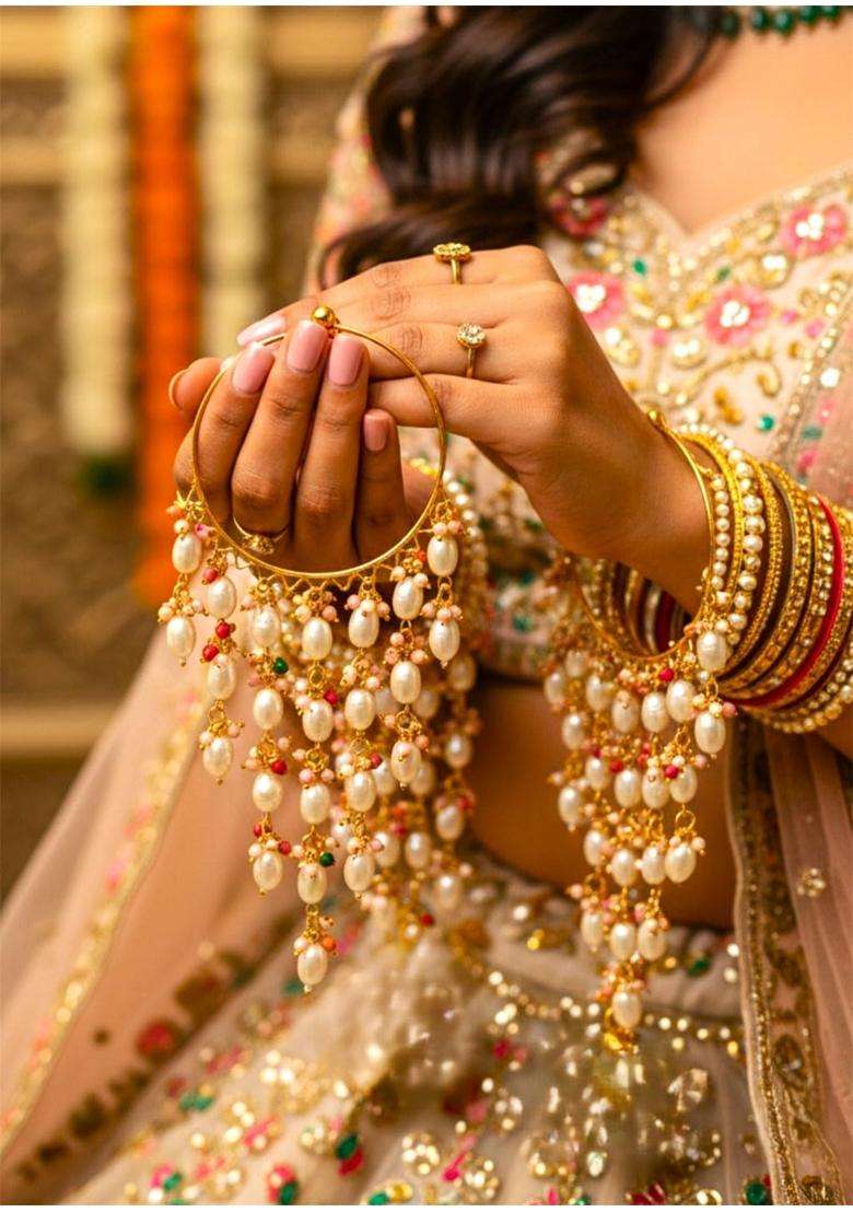 Advika Creations Multicolor Loreal Beads Kaleera in Golden Finish with Traditional Bridal Charms - Indya