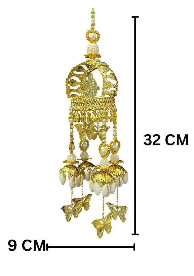 SBP Fashion Bridal Kaleera Golden Doli Dome with Shell Bunches Butterflies and Pearl Strands - Indya