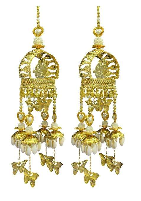SBP Fashion Bridal Kaleera Golden Doli Dome with Shell Bunches Butterflies and Pearl Strands