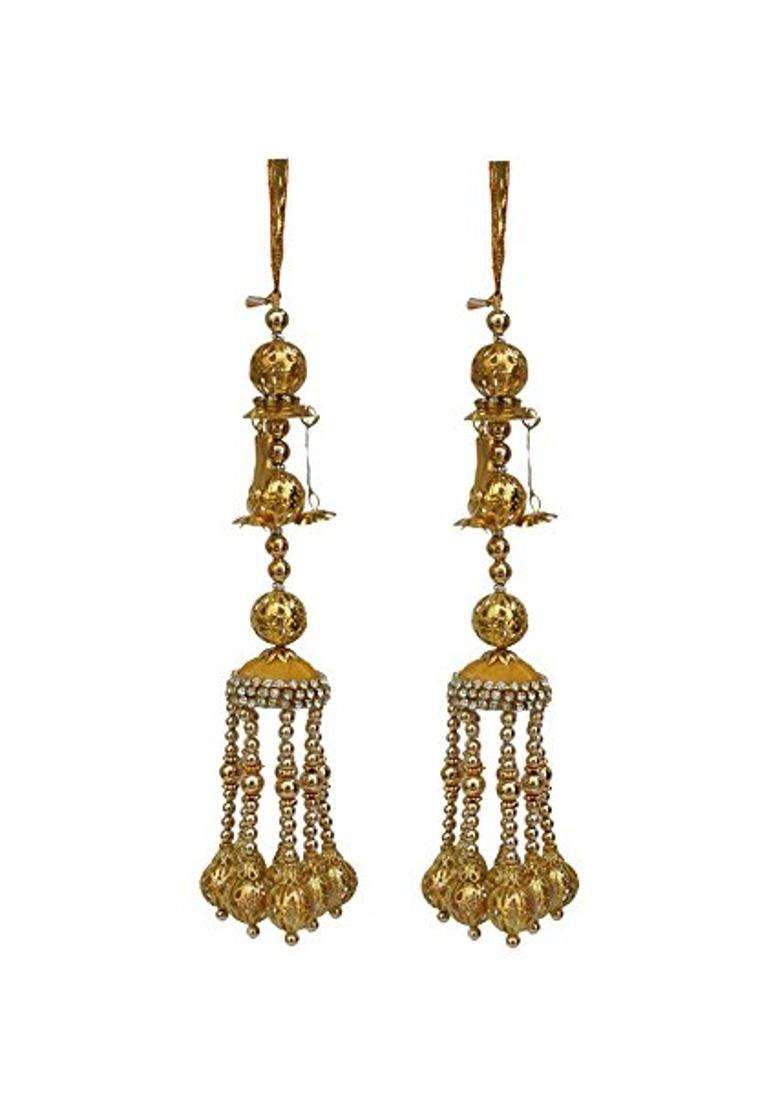 J Tushar Punjabi Designer Bridal Kaleera Set Diamond Look Bridal Kaleera Women Fancy Kaleera in Golden Velvet - Indya