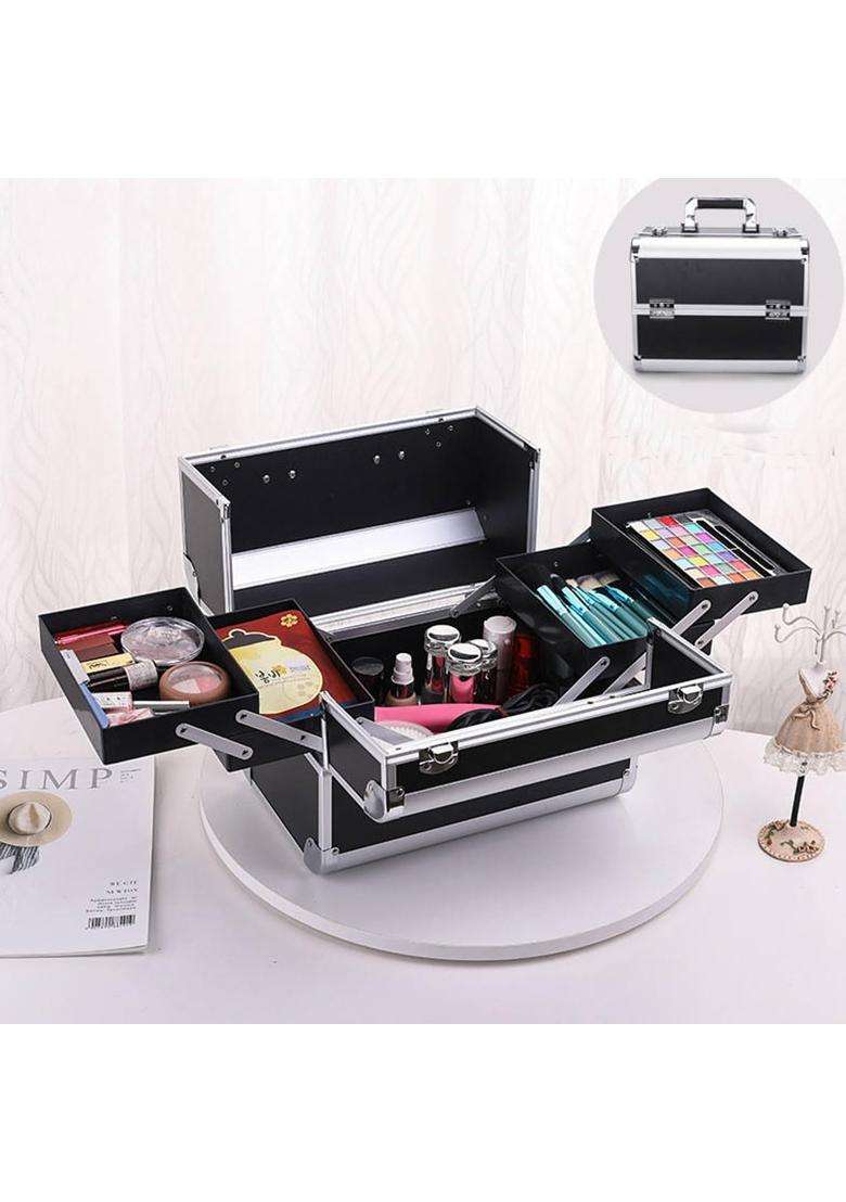SIBY Aluminum Alloy Makeup Box Organizer Case with 5 Compartments Waterproof Durable - Indya