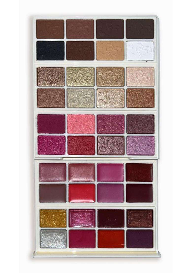 Justgold Professional All in One Makeup Palette Kit 56 Colors Eyeshadows Blusher Powder Cake Lipgloss - Indya