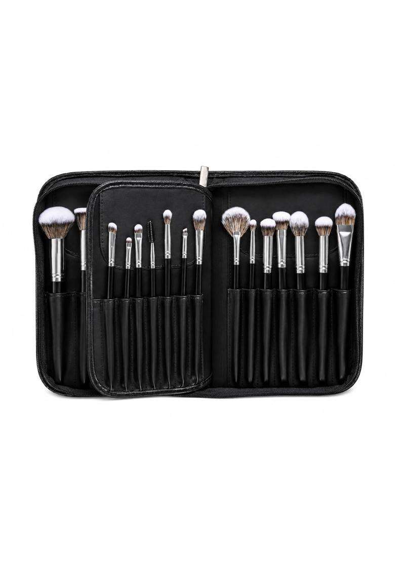 DE ART Black Professional Makeup Brush Set with Premium Storage Pouch Makeup Brush Kit for Foundation Powder - Indya
