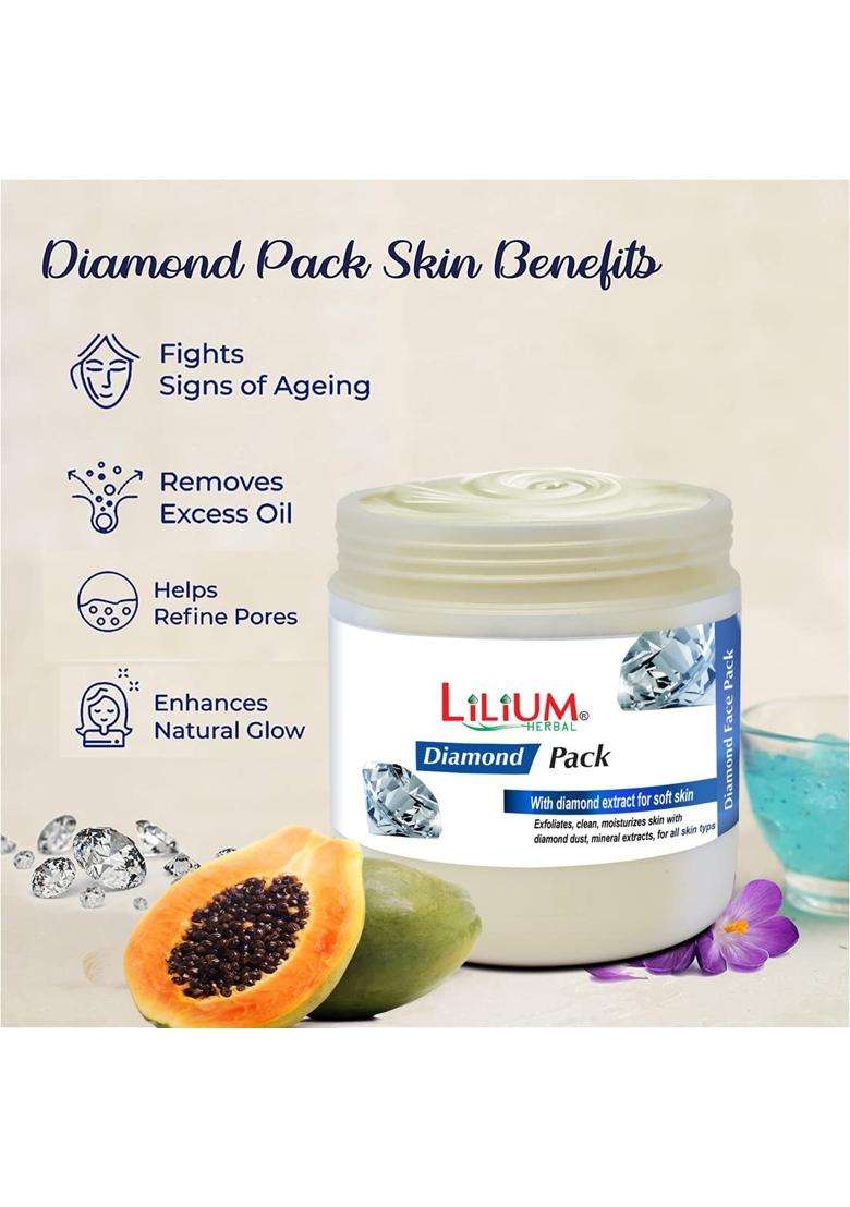 Lilium Diamond Facial Kit with Cleansing Milk 4500 GM Soothing Moisturized and Balanced Skin - Indya