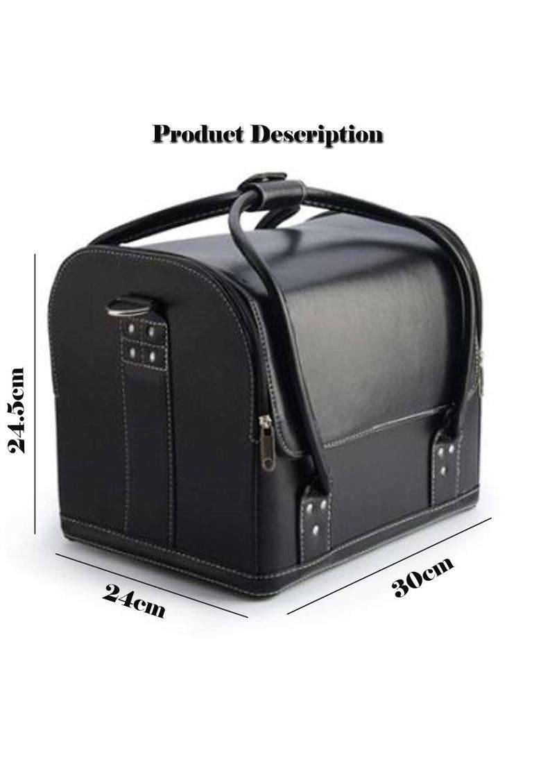 Kriva Large Capacity Cosmetic PU Leather Womens Makeup Travel Bag with 5 Separate Section for Storage 30CM - Indya