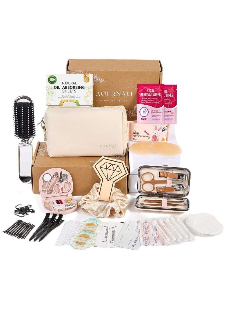 Aolrnali Beige Bridal Emergency Kit for Wedding Day Wedding Essentials Survival Set for Team Bride - Indya