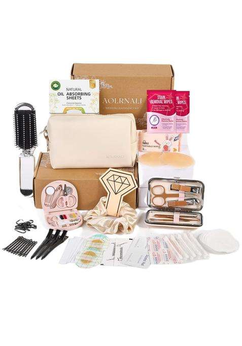 Aolrnali Beige Bridal Emergency Kit for Wedding Day Wedding Essentials Survival Set for Team Bride