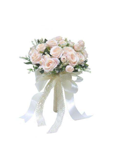 Zoomella Pale Floral Bridal Bouquet Photo Prop Artificial Floral Arrangement Long Wedding Decor for Brides