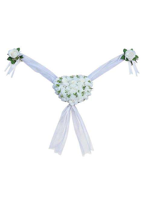 Calandis Wedding Car Decoration Set Artificial Flowers Bridal Vehicle Floral and Ribbon Kit for Newlyweds