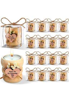 Mtlee 16 Pack Wooden Tealight Candle Holders Kit Wedding Bridal Shower Candles Thank You Guest Gifts Cylinder